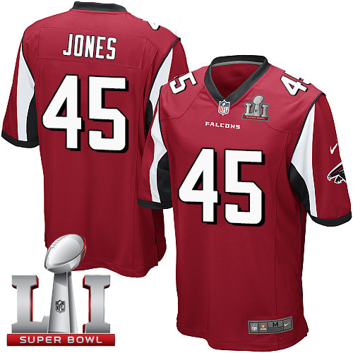 Nike Falcons #45 Deion Jones Red Team Color Super Bowl LI 51 Youth Stitched NFL Elite Jersey